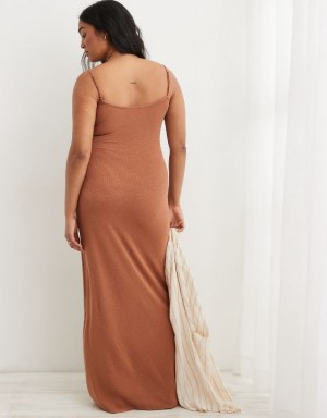 Aerie Bodycon Maxi Dress Brown | LSF-520381