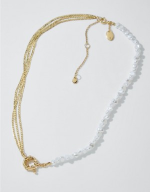 Aerie Chain And Pearl Mix Jewelry Gold | YEM-526807