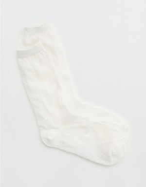 Aerie Chevron Lace Crew Socks White | QYT-974160