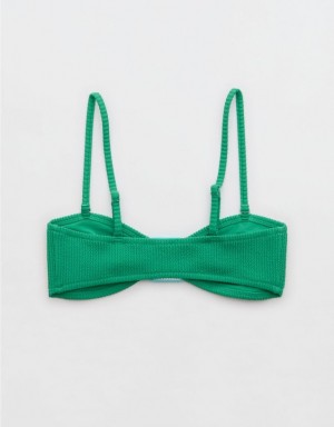 Aerie Crinkle Bandeau Bikini Top Green | ZHF-709458