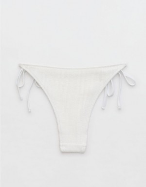 Aerie Crinkle Cheekiest Tie Bikini Bottom White | BUX-921540