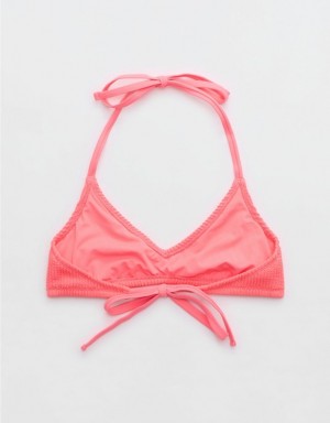 Aerie Crinkle Halter Voop Bikini Top Coral / Orange | UGW-081749