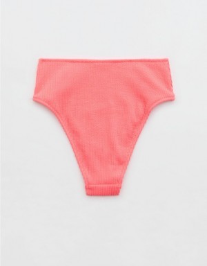 Aerie Crinkle High Cut Cheeky Bikini Bottom Coral / Orange | PVF-179058