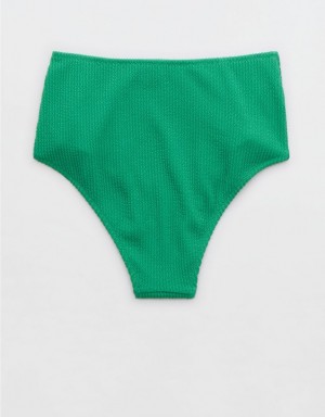 Aerie Crinkle High Waisted Cheeky Bikini Bottom Green | WVI-387026