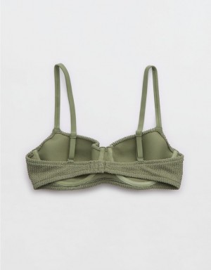 Aerie Crinkle Lightly Lined Underwire Bikini Top Olive | NVG-549076