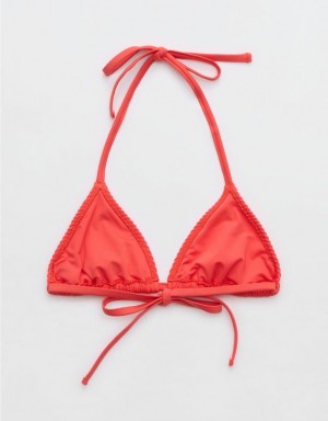 Aerie Crinkle String Triangle Bikini Top Red | ZUJ-249376