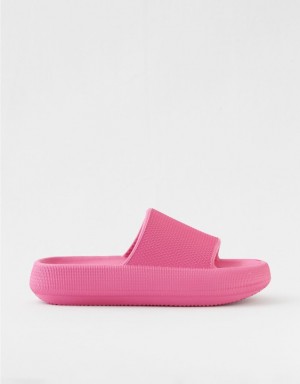 Aerie Cushionaire Feather Slides Light Pink | DEA-027986