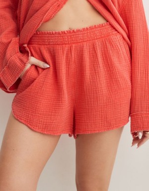 Aerie High Waisted Pool-To-Party Shorts Red | IZQ-529360