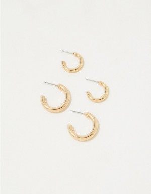 Aerie Hoop Earring 2-Pack Jewelry Gold | HAE-921750