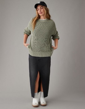 Aerie Long Weekend Crewneck Sweater Olive | XQO-810492