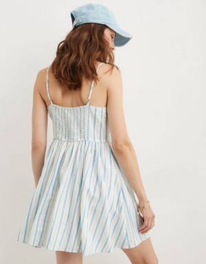 Aerie Love Of Linen Mini Dress Blue | CZG-913578