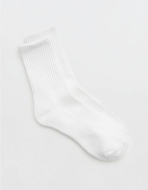 Aerie OFFLINE By Crew Socks White | HBK-910637