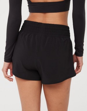 Aerie OFFLINE By High Rise Hot Stuff Shorts Black | HFM-862940