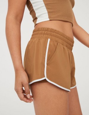 Aerie OFFLINE By Low Rise Hot Stuff Shorts Khaki | FIB-196370