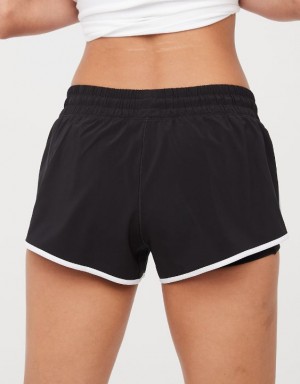 Aerie OFFLINE By Low Rise Hot Stuff Shorts Black | UTX-314572