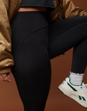 Aerie OFFLINE By Real Luxe Street Leggings Black | SAE-657890