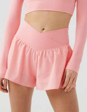 Aerie OFFLINE By Real Me Crossover Flowy Shorts Pink | MDG-739514