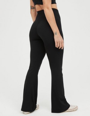 Aerie OFFLINE By Real Me High Waisted Crossover Flare Leggings Black | AML-513826