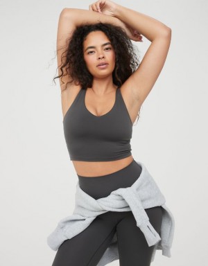 Aerie OFFLINE By Real Me Low Key Longline Sports Bras Grey | AON-925783