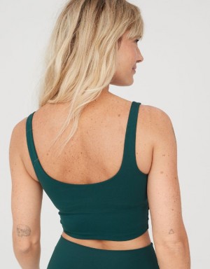 Aerie OFFLINE By Real Me Low Key Longline Sports Bras Deep Green | WXR-593724