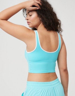 Aerie OFFLINE By Real Me Low Key Longline Sports Bras Blue | AXS-039685