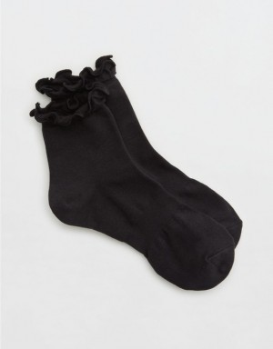 Aerie OFFLINE By Ruffle Ribbed Socks Black | GHP-574089