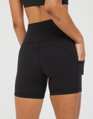 Aerie OFFLINE By The Hugger 5" Pocket Bike Shorts Black | CDV-053689