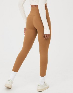 Aerie OFFLINE By The Hugger High Waisted Leggings Brown | ROS-801539