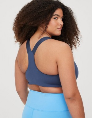 Aerie OFFLINE By The Hugger Racerback Sports Bras Blue | ENC-170925