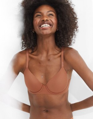 Aerie SMOOTHEZ Full Coverage Lightly Lined Bras Brown | HMB-952803