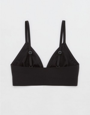 Aerie SMOOTHEZ Lace Trianglelette Bras Black | ESN-736124