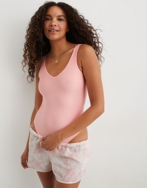 Aerie SMOOTHEZ Plunge Bodysuit Pink | CGR-291543