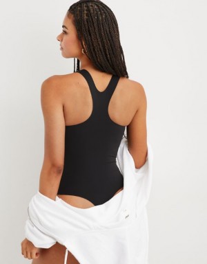 Aerie SMOOTHEZ Racerback Bras Black | CLG-452173