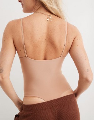 Aerie SMOOTHEZ Scoop Bodysuit Beige | SHR-398107