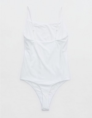 Aerie SMOOTHEZ Scoop Bodysuit White | NIL-706823