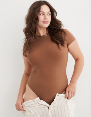 Aerie SMOOTHEZ Sleeve Bras Brown | PFQ-658730