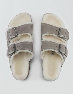 Aerie Shearling Arizona Sandals Grey | QTX-569872