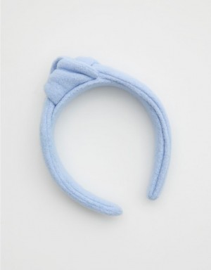 Aerie Sherpa Fleece Top Knot Hair Accessories Blue | WUG-934205