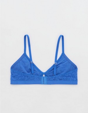 Aerie Show Off Lace Cut Outlette Bras Deep Blue | YEQ-789163