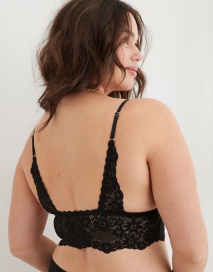 Aerie Show Off Lace Padded Longlinelette Bras Black | PIS-465732