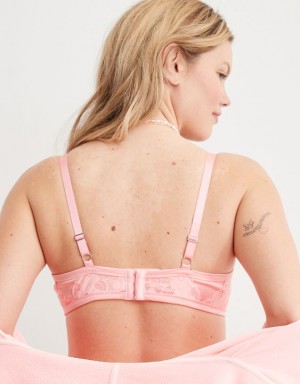 Aerie Show Off Unlined Real Lace Bras Pink | JYE-463571