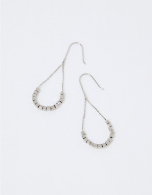 Aerie Square Bead Hoop Jewelry Silver | LIX-498736