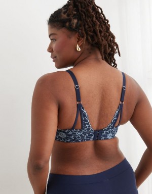 Aerie Sunnie Demi Push Up Bloom Lace Cross Dye Bras Navy | INT-457693