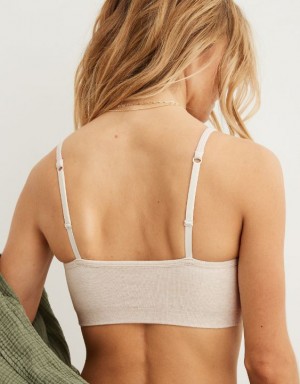 Aerie Superchill Cotton Seamless Padded Scooplette Bras White | BDI-961738