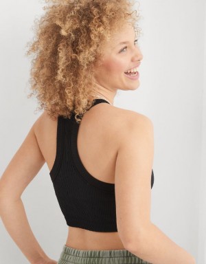 Aerie Superchill Seamless High Neck Top Bras Black | YXP-785634