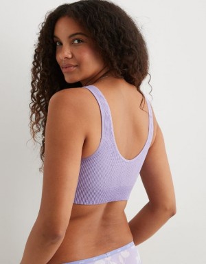 Aerie Superchill Seamless Padded Vooplette Bras Purple / Wash | RLE-374259