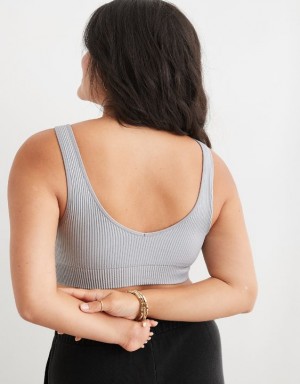 Aerie Superchill Seamless Padded Vooplette Bras Grey | FPD-580143