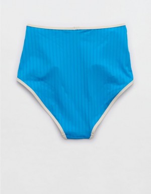 Aerie Wide Rib High Waisted Bikini Bottom Blue | VHT-918724