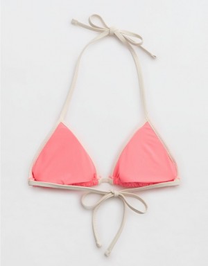 Aerie Wide Rib String Triangle Bikini Top Coral / Orange | CLS-065319