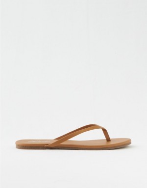 Aerie Woven Platform Flip Flops Brown | UWD-036792